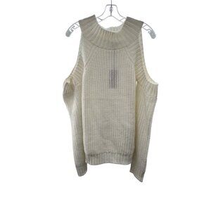 Andree by Unit Women's Knit Cold Shoulder Sweater Mock Neck Cream Size Small New